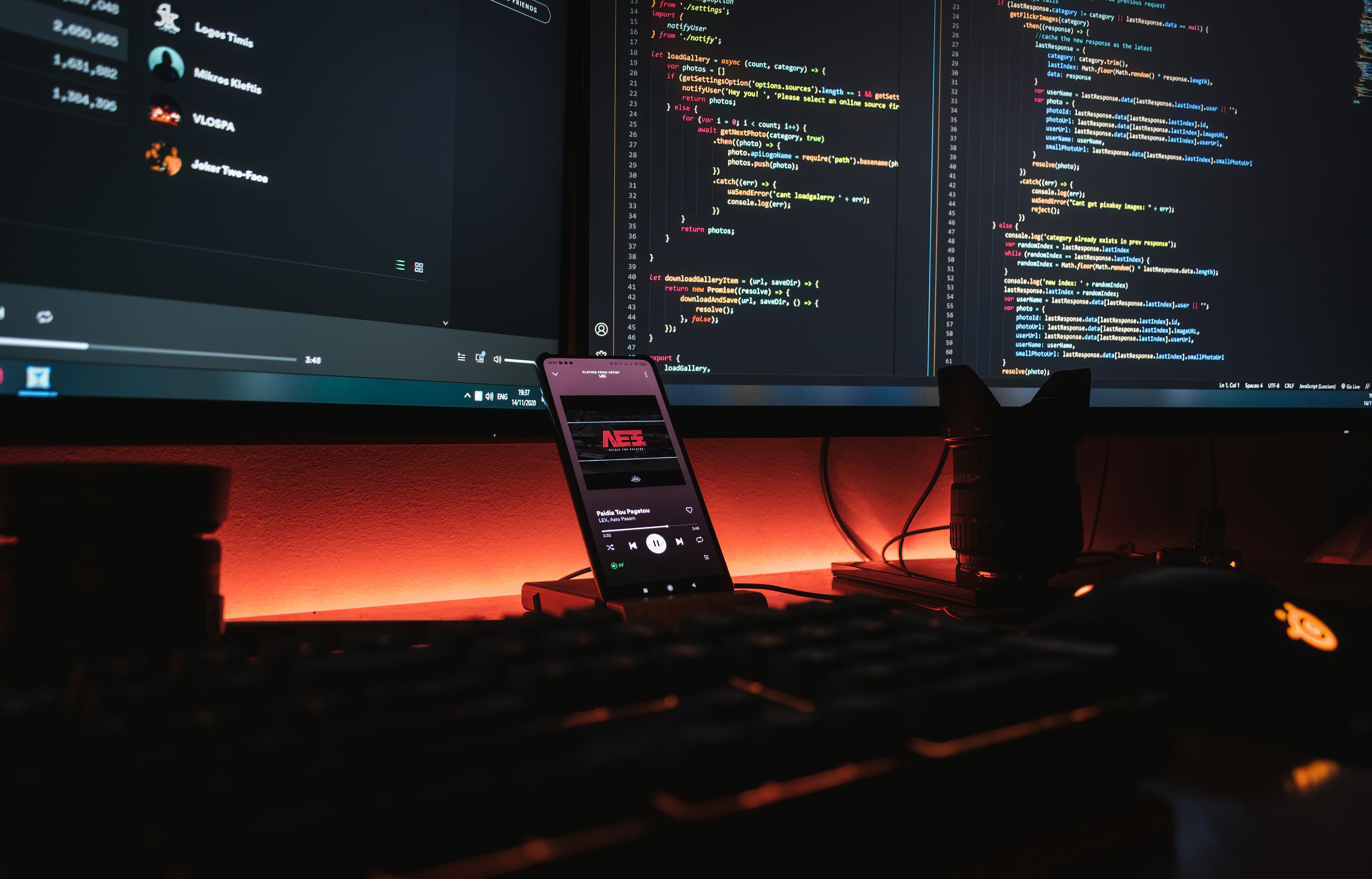 Code on screen